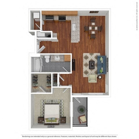Floor plan for 1 bed, 1 bath, 815 sqft